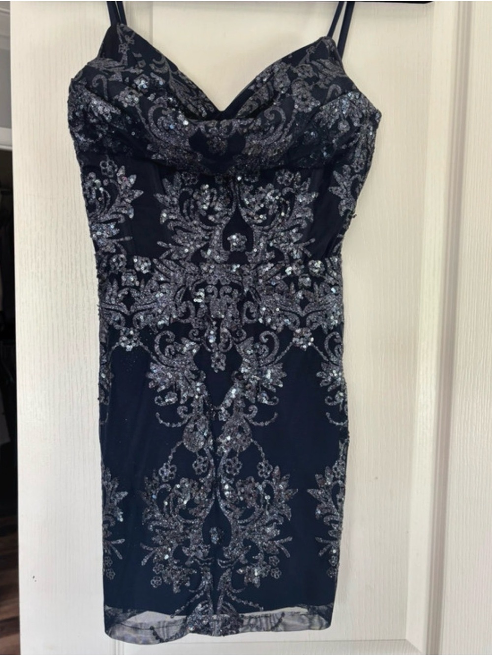 Windsor Blue Sequin Embellished Sheath Dress Size XS